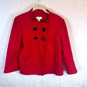 Ann Taylor Loft Jacket Double Breasted Pea Coat Size S Red Women Preppy Quit Lux